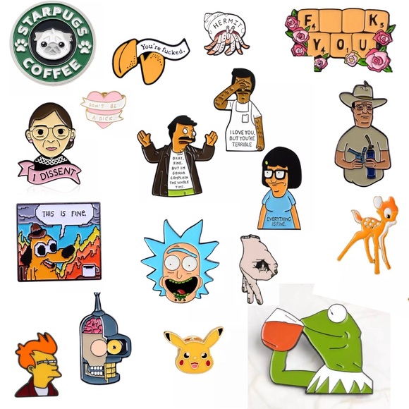 Pop Culture 4 PINS MYSTERY BUNDLE Cartoons TV Netflix Fans NSFW Quotes Bulk Set - Picture 3 of 3